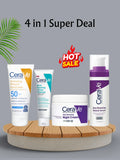 CeraVe 4-in-1 Skincare Kit | Cleanser, Night Cream, Retinol Serum & Sunscreen