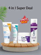 CeraVe 4-in-1 Skincare Kit | Cleanser, Night Cream, Retinol Serum & Sunscreen