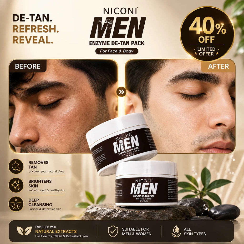 Niconi Men Enzyme De-Tan Pack – Tan Removal & Skin Brightening