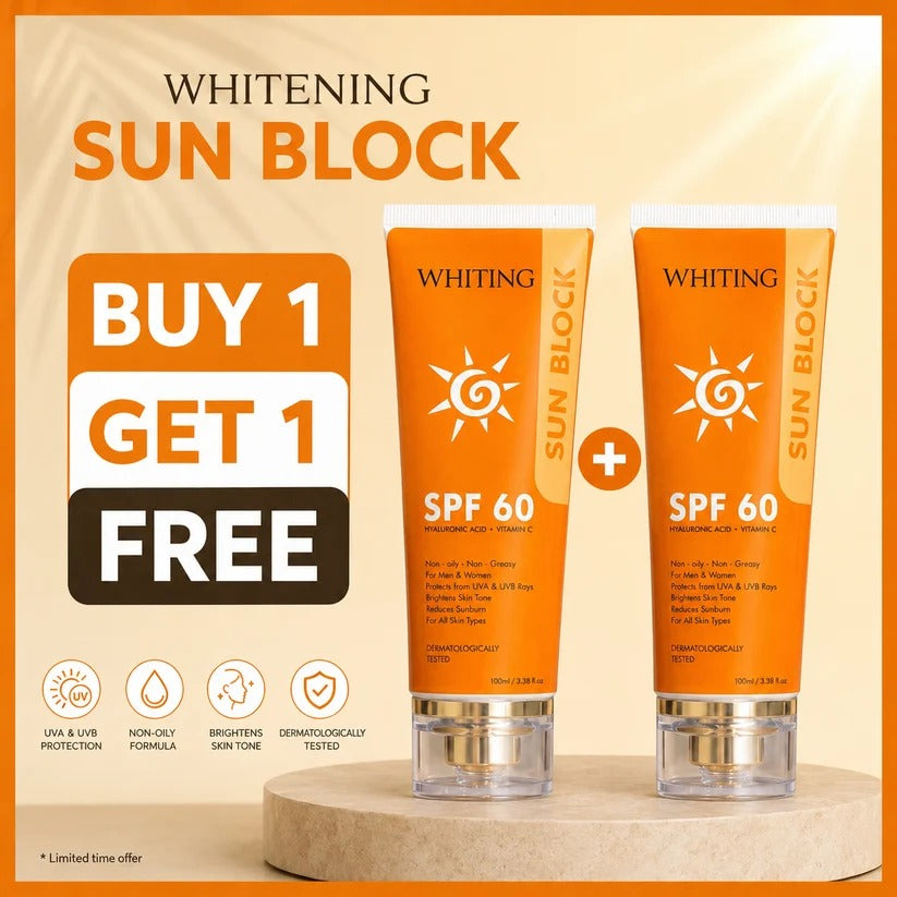 Whiting Sun Block SPF 60 – Whitening & Brightening Sunscreen | UVA/UVB Protection | Buy 1 Get 1 Free