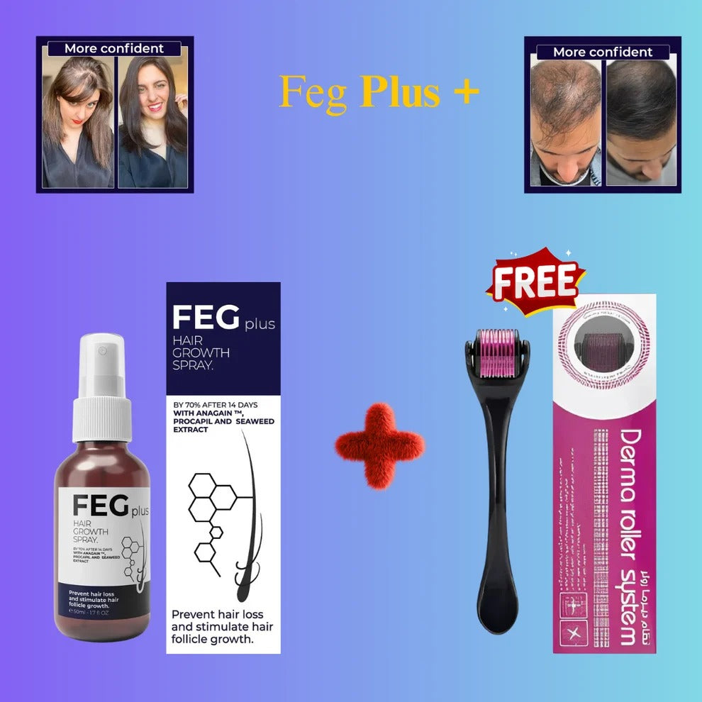 FEG Plus Hair Growth Spray With Derma Roller